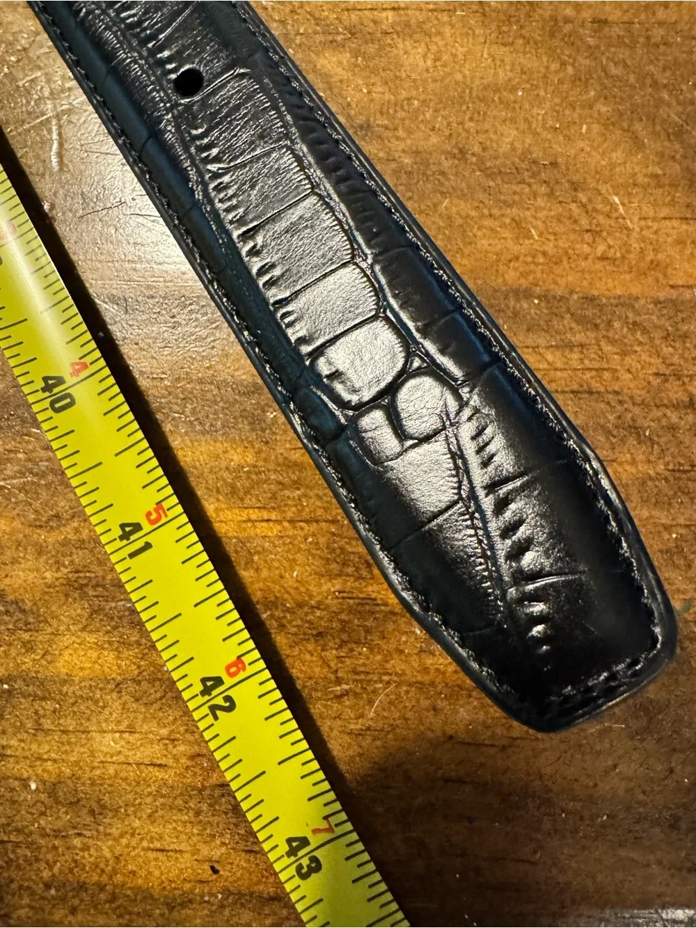 Cremieux Leather Moc Croc Belt Crocodile embossed. Size 38
